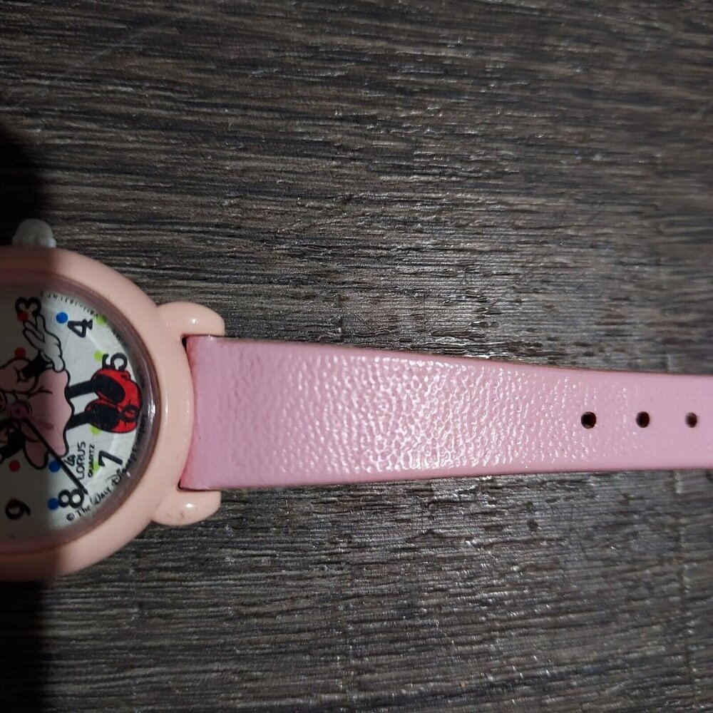 Minnie Mouse Walt Disney Quartz Ladies Girls Pink Watch Leather Band New Battery - Picture 5 of 10